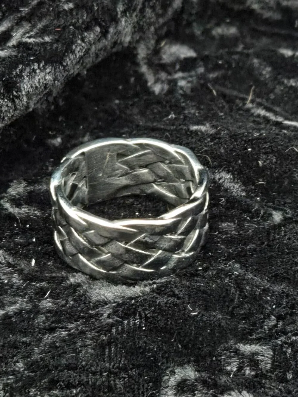 Woven Band Ring Silver Tone Metal...26022